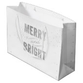 Silver & White Snowflake Merry und Heller Urlaub Große Geschenktüte (Rückseite Schrägansicht)
