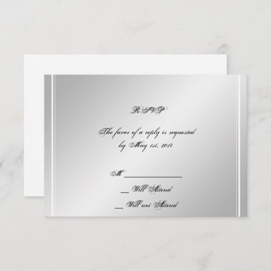 Silver White Snowflake Winter Response Card RSVP Karte (Vorne/Hinten)