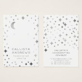 Silver White Star Moon Earring Necklace Display (Vorne & Hinten)