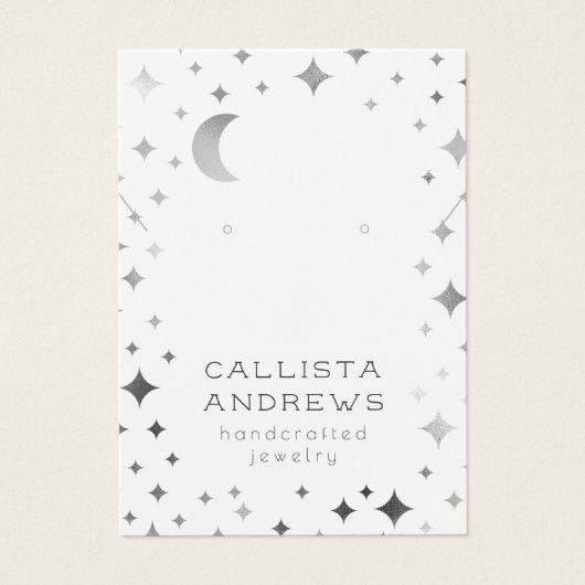 Silver White Star Moon Earring Necklace Display (Vorderseite)