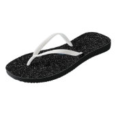 Silver White Stars und Flash auf Black Flip Flops Badesandalen (Schrägansicht)
