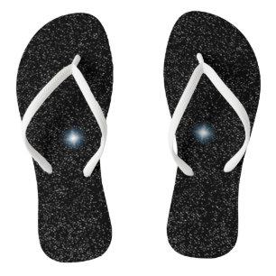 Silver White Stars und Flash auf Black Flip Flops Badesandalen