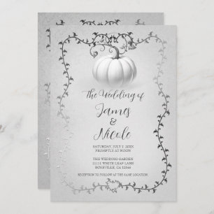 Silver & White Storybook Pumpkin Wedding Einladung