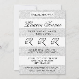 Silver&White Streifen - Einladung zur Brautdusche
