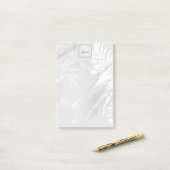 Silver white tropal palm Blätter monogram Post-it Klebezettel (Auf Schreibtisch)