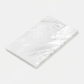 Silver white tropal palm Blätter monogram Post-it Klebezettel (angewinkelt)