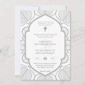 Silver White Verziert katholic Nuptial Mass Weddin Einladung (Vorderseite)