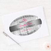 Silver White Wood Grain Product Labels Pink Hearts Ovaler Aufkleber (Umschlag)