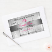 Silver White Wood Grain Product Labels Pink Hearts Rechteckiger Aufkleber (Umschlag)