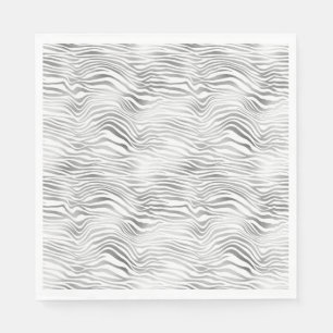 Silver White Zebra Print Serviette