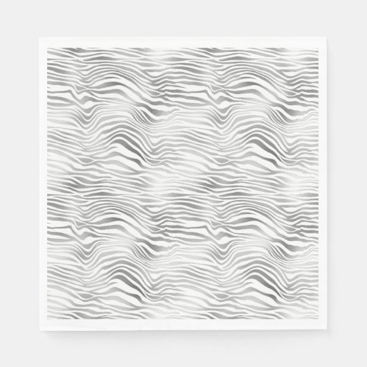 Silver White Zebra Print Serviette (Vorderseite)