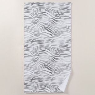 Silver White Zebra Print Strandtuch