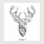 Silver Whitetail Deer on Carbon Fibre Style Print Aufkleber (Blatt)