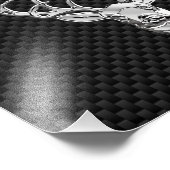 Silver Wild Deer on Carbon Fiber Style Dekoration Fotodruck (Ecke)