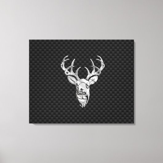 Silver Wild Deer on Carbon Fiber Style Dekoration Leinwanddruck (Vorderseite)