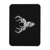 Silver Wild Deer on Carbon Fiber Style Dekoration Magnet (Vertikal)
