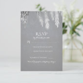 Silver Willow Tree Branches Hochzeit RSVP Cards (Stehend Vorderseite)