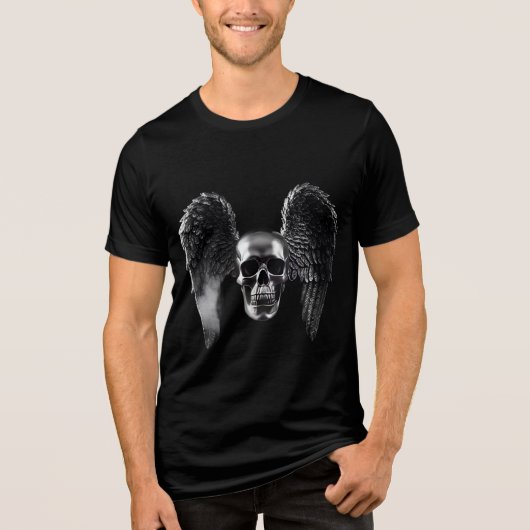 Silver Winged Skull Tri-Blend Shirt (Vorderseite)
