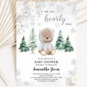 Silver Winter Bear Baby Dusche Einladung