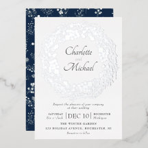 Silver Winter Beeren Kranz Hochzeitfolie invitati