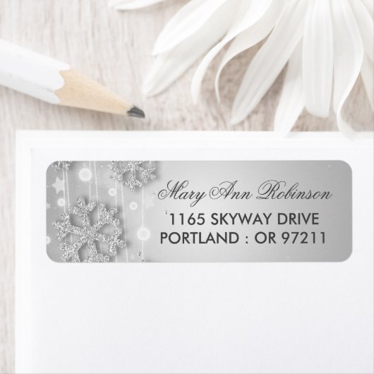 Silver Winter Birthday Rücksendeadresse (Insitu)