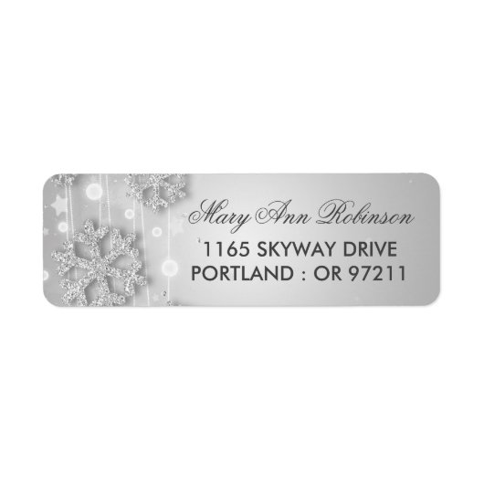 Silver Winter Birthday Rücksendeadresse (Vorne)