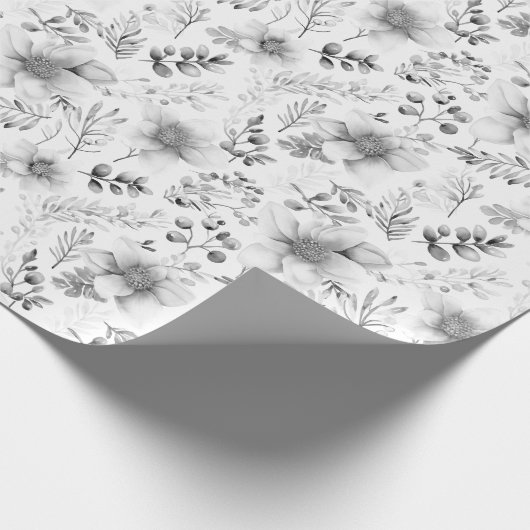 Silver Winter Floral Pattern Geschenkpapier (Ecke)