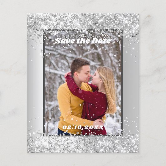Silver Winter Foto Save the Date Hochzeit (Vorderseite)