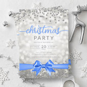 Silver Winter Glam Company Xmas Blue Ribbon Einladung