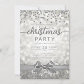 Silver Winter Glam Company Xmas Ribbon Einladung (Vorderseite)