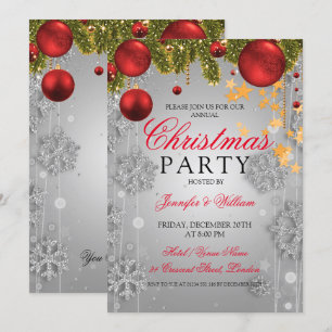 Silver Winter Glam Weihnachtsfeier Einladung