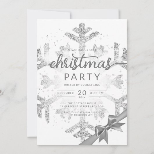 Silver Winter Glitzer Snow Company Weihnachten Einladung (Vorderseite)