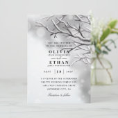 Silver Winter Hochzeit Einladungen (Stehend Vorderseite)