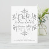 Silver Winter ONEDERLAND 1. Geburtstag IMITAT Glit Einladung (Stehend Vorderseite)