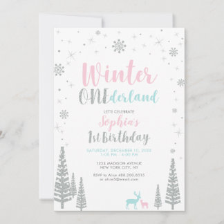 Silver Winter onederland 1. Geburtstagsparty Einladung