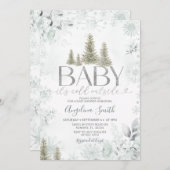 Silver Winter Sage Forest Christmas Baby Shower Einladung (Vorne/Hinten)