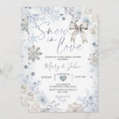Silver Winter Schnee in Liebe Schneeflocken Brautp Einladung (Vorne/Hinten)