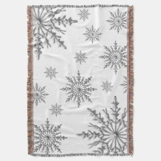 Silver Winter Schneeflocken auf Weiß Decke (Vorderseite Vertikal)