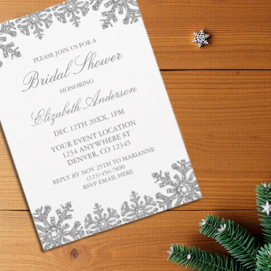 Silver Winter Snowflake Brautparty Einladung