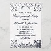 Silver Winter Snowflake Engagement Party Folieneinladung (Vorderseite)