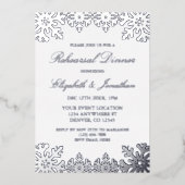 Silver Winter Snowflake Probe Dinner Folieneinladung (Vorderseite)