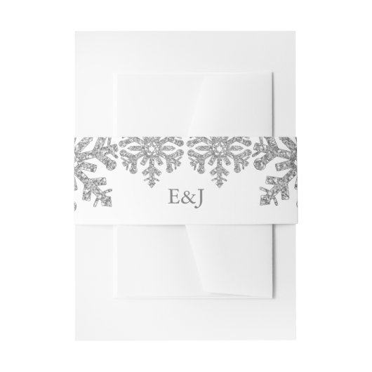 Silver Winter Snowflake Wedding Einladungsbanderole (Vorderseite Beispiel)