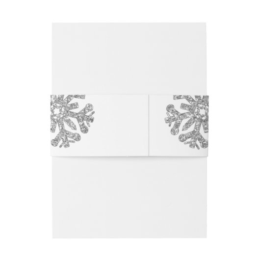 Silver Winter Snowflake Wedding Einladungsbanderole (Rückseitenbeispiel)
