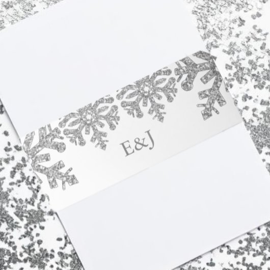 Silver Winter Snowflake Wedding Einladungsbanderole