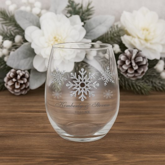 Silver Winter Snowflakes Personalisiert Weinglas Ohne Stiel