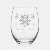 Silver Winter Snowflakes Personalisiert Weinglas Ohne Stiel (Vorderseite)