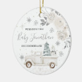Silver Winter Truck Wir erwarten Eltern Keramik Ornament (Links)