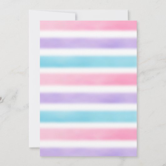 Silver Winter Unicorn Rainbow Birthday Einladung (Rückseite)