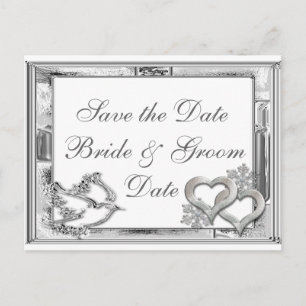 Silver Winter Wedding Save the Date Postkarten