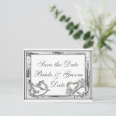 Silver Winter Wedding Save the Date Postkarten (Stehend Vorderseite)
